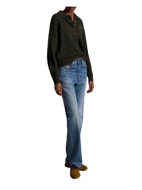 cable-knit buttoned top Polo Ralph Lauren | 211-B17767-002OLIVE UMBER HEATHER